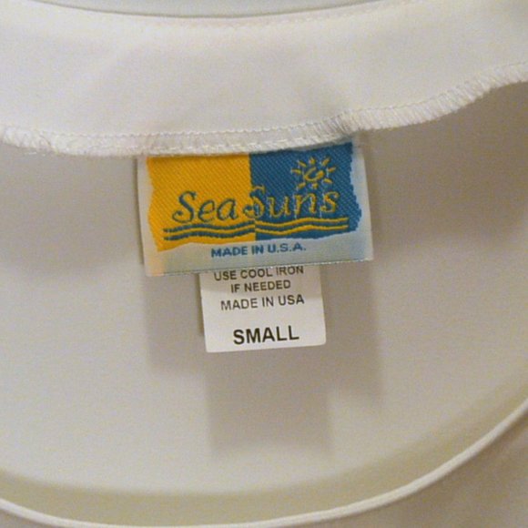 Sea Suns Collared Button Up Jacket Top Tank Set White Beaded vgt 2 pc SMALL - Picture 4 of 14